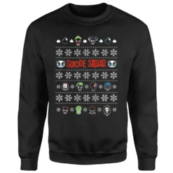 DC Comics Suicide Squad Harley Joker Panda Faces Black Christmas Jumper -Cheap Christmas Franchises Store 11574552 1044626069477684