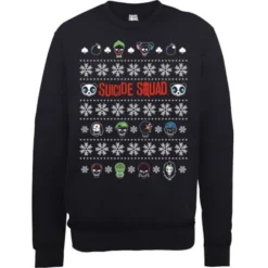 DC Comics Suicide Squad Character Faces Black Christmas Jumper