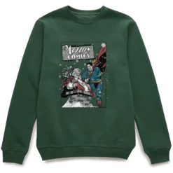 DC Comics Originals Superman Action Comics Green Christmas Jumper