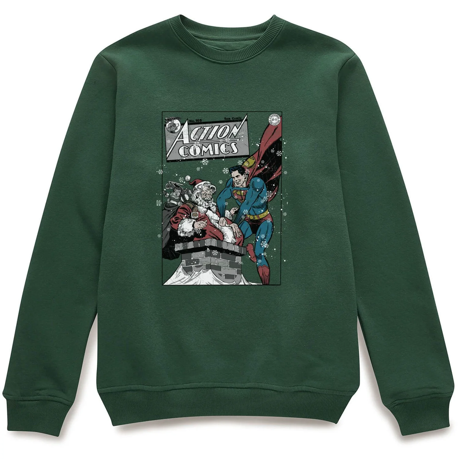 DC Comics Originals Superman Action Comics Green Christmas Jumper 3 DC Comics Originals Superman Action Comics Green Christmas Jumper