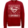DC COMICS DC Superman Christmas Knit Logo Red Christmas Jumper