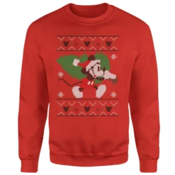 Disney Mickey Mouse Christmas Tree Mickey Red Christmas Jumper -Cheap Christmas Franchises Store 11575932 8294625297773221