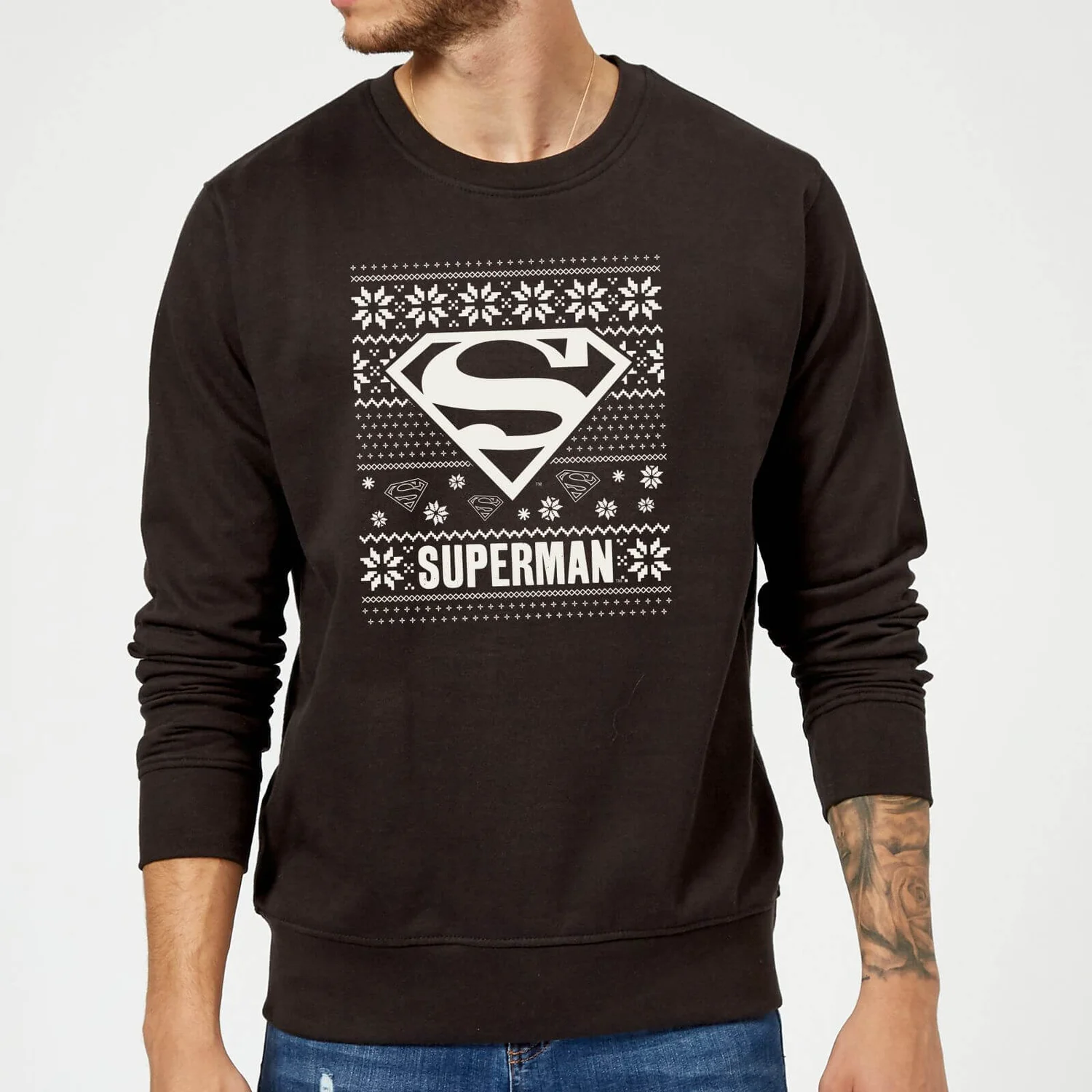 DC COMICS DC Superman Christmas Knit Logo Black Christmas Jumper 3 DC COMICS DC Superman Christmas Knit Logo Black Christmas Jumper