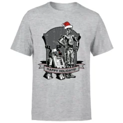 Star Wars Christmas Happy Holidays Droids Grey T-Shirt 13 Star Wars Christmas Happy Holidays Droids Grey T-Shirt -Cheap Christmas Franchises Store 11602257 6394626645085776