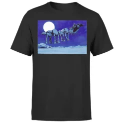 Star Wars Christmas ATAT Darth Vader Sleigh Black T-Shirt