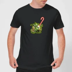Star Wars Christmas Candy Cane Yoda Black T-Shirt -Cheap Christmas Franchises Store 11602299 1714626646520487