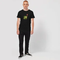 Star Wars Christmas Candy Cane Yoda Black T-Shirt -Cheap Christmas Franchises Store 11602299 5114626646782735