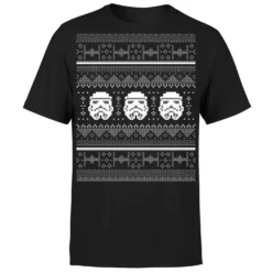Star Wars Christmas Stormtrooper Knit Black T-Shirt -Cheap Christmas Franchises Store 11602305 1164626647112519