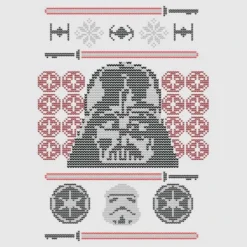 Star Wars Christmas Darth Vader Face Sabre Knit Grey T-Shirt -Cheap Christmas Franchises Store 11602323 1634626647231070