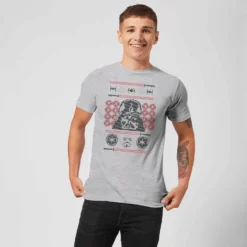 Star Wars Christmas Darth Vader Face Sabre Knit Grey T-Shirt -Cheap Christmas Franchises Store 11602323 6844626647279277