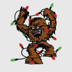 Star Wars Christmas Chewbacca Tangled Fairy Lights Grey T-Shirt -Cheap Christmas Franchises Store 11602353 4754626648101748