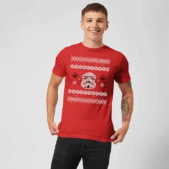 Star Wars Christmas Stormtrooper Face Knit Red T-Shirt -Cheap Christmas Franchises Store 11602383 1684626649160535