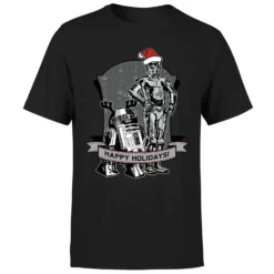 Star Wars Christmas Happy Holidays Droids Black T-Shirt 13 Star Wars Christmas Happy Holidays Droids Black T-Shirt -Cheap Christmas Franchises Store 11602389 1374626649419855