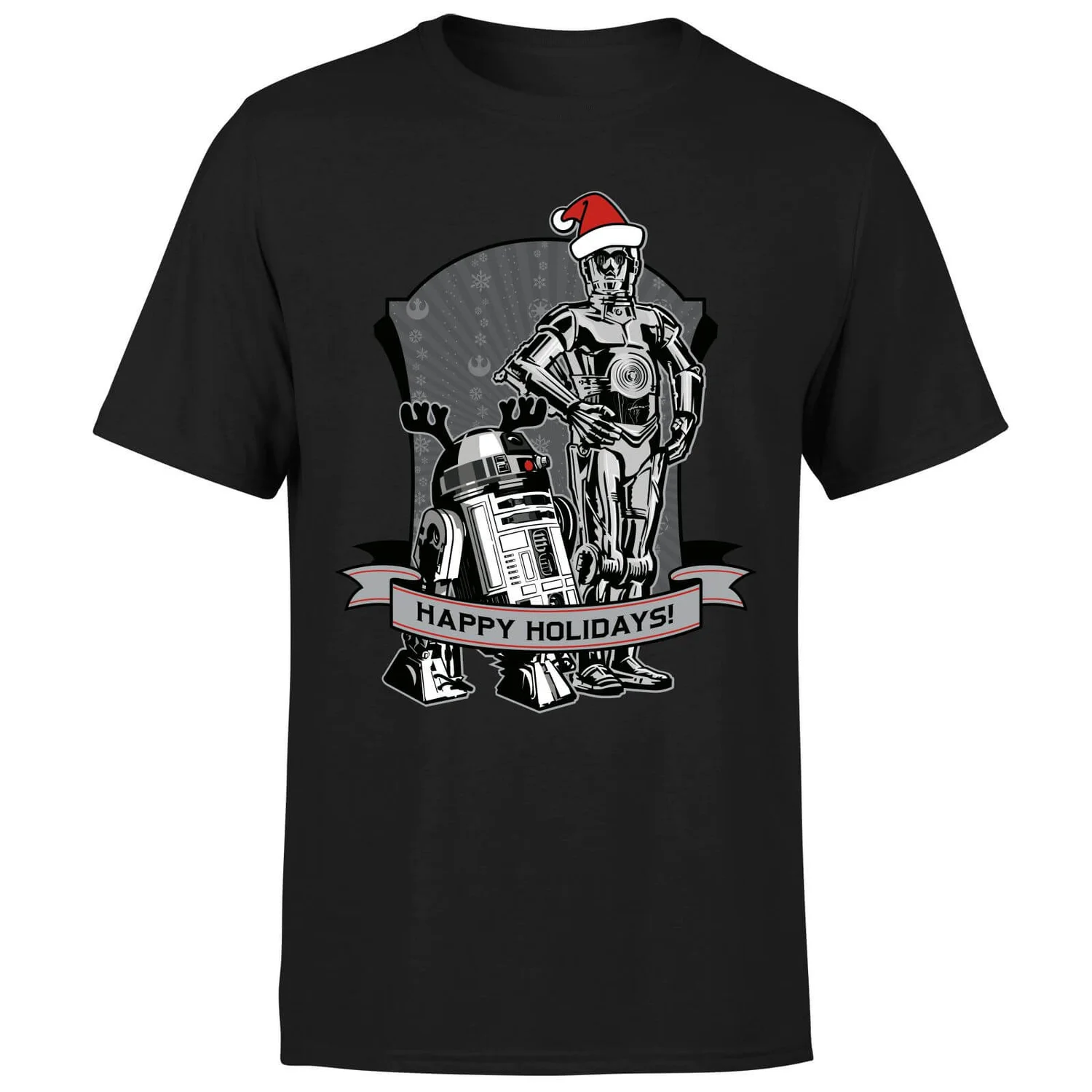 Star Wars Christmas Happy Holidays Droids Black T-Shirt 8 Star Wars Christmas Happy Holidays Droids Black T-Shirt - Image 6