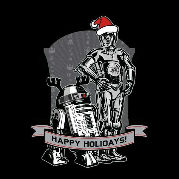 Star Wars Christmas Happy Holidays Droids Black T-Shirt 5 Star Wars Christmas Happy Holidays Droids Black T-Shirt - Image 3