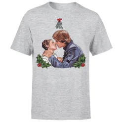 Star Wars Christmas Mistletoe Kiss Grey T-Shirt