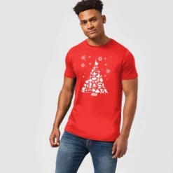Star Wars Christmas Character Tree Red T-Shirt -Cheap Christmas Franchises Store 11602401 1564626632772879