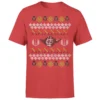 Star Wars Christmas Yoda Face Sabre Knit Red T-Shirt -Cheap Christmas Franchises Store 11602437 5084530710496681