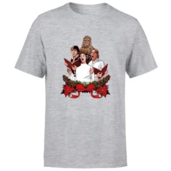 Star Wars Christmas Jedi Carols Grey T-Shirt -Cheap Christmas Franchises Store 11602479 1904626651799245
