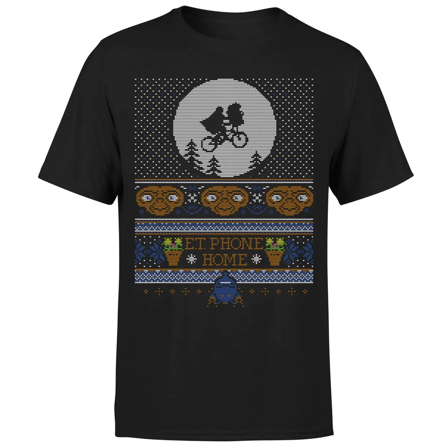E.T Phone Home Fairisle Men's Christmas T-Shirt - Black 3 E.T Phone Home Fairisle Men's Christmas T-Shirt - Black
