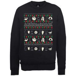 Disney The Nightmare Before Christmas Jack Sally Zero Faces Black Sweatshirt