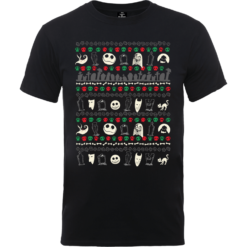 Disney The Nightmare Before Christmas Jack Sally Zero Faces Black T-Shirt