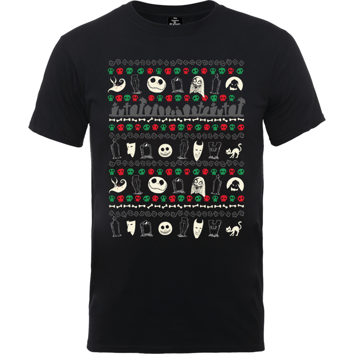 Disney The Nightmare Before Christmas Jack Sally Zero Faces Black T-Shirt 3 Disney The Nightmare Before Christmas Jack Sally Zero Faces Black T-Shirt
