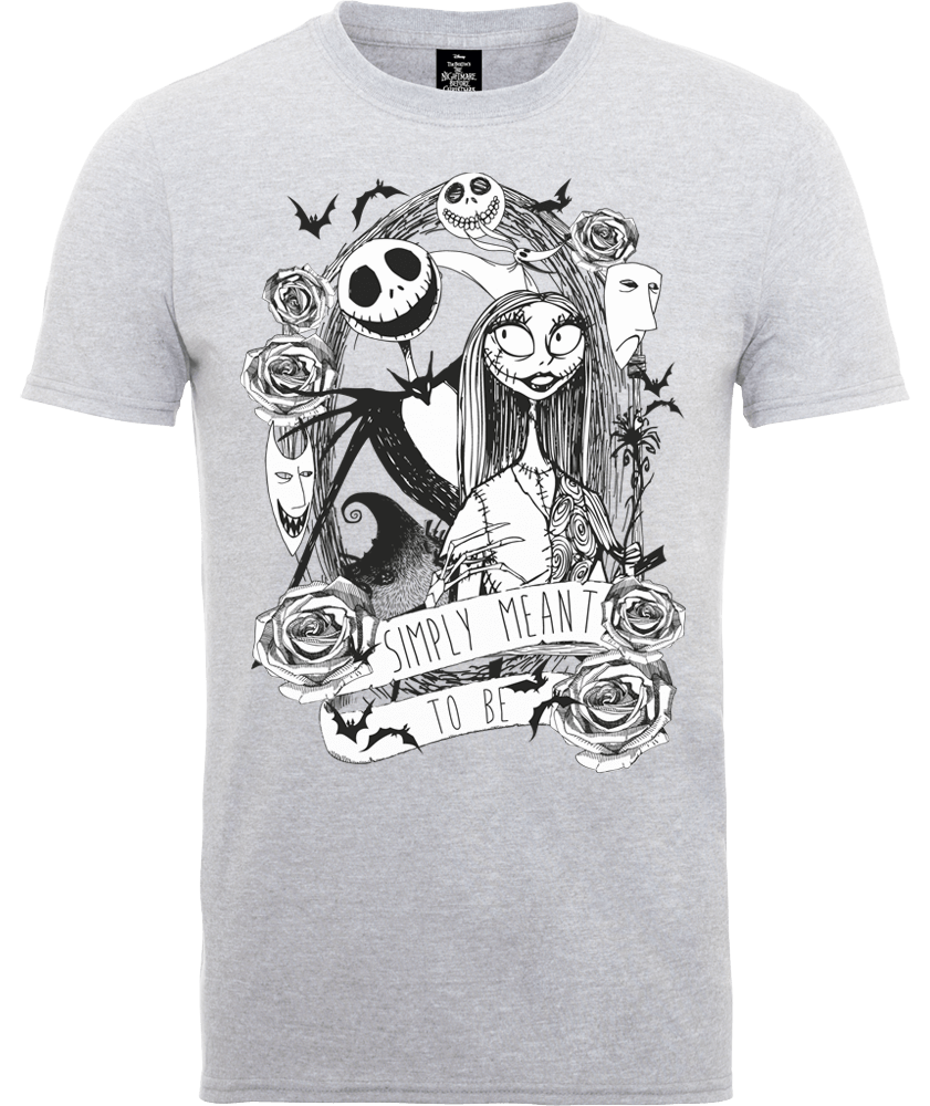Disney The Nightmare Before Christmas Jack Skellington And Sally Grey T-Shirt 3 Disney The Nightmare Before Christmas Jack Skellington And Sally Grey T-Shirt