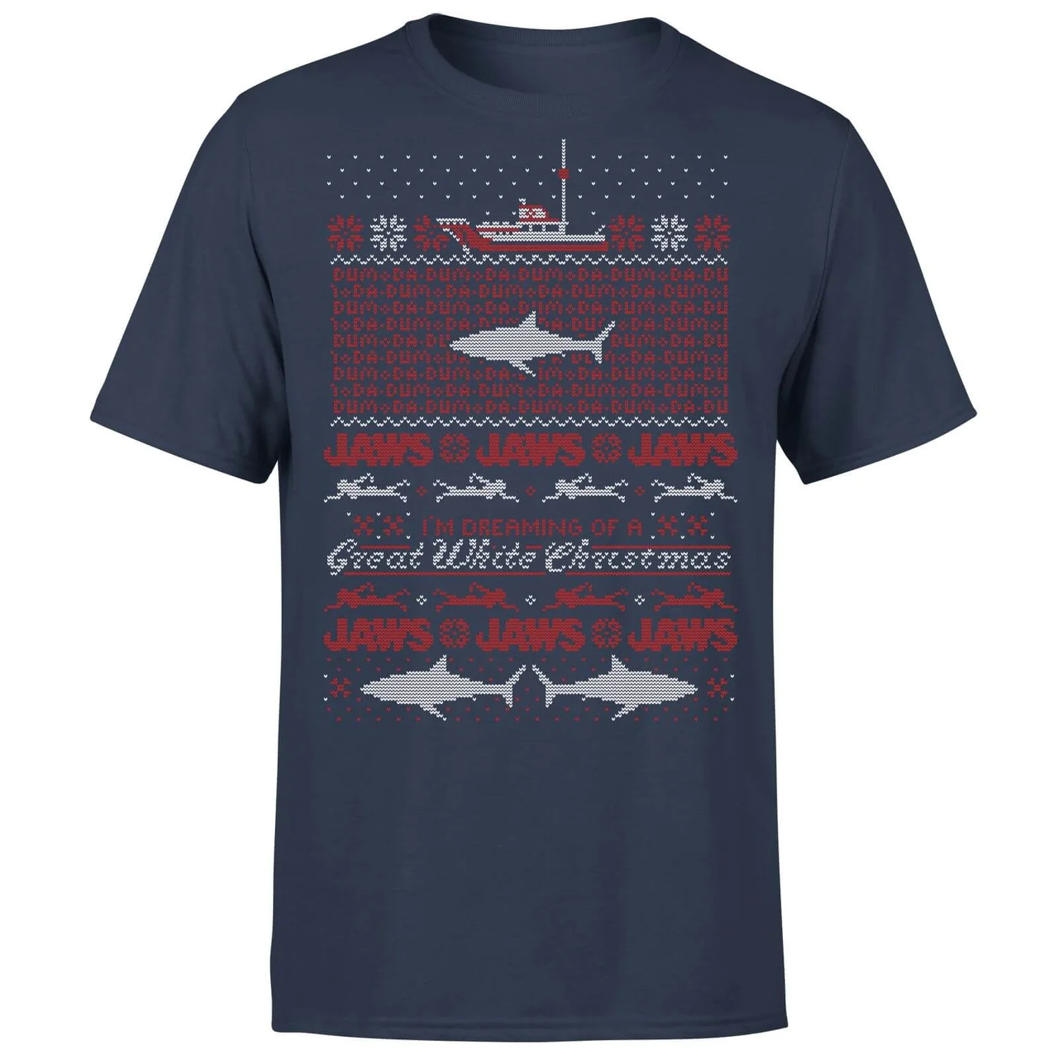 Jaws Great White Christmas Men's T-Shirt - Navy 7 Jaws Great White Christmas Men's T-Shirt - Navy - Image 5