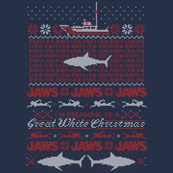 Jaws Great White Christmas Women's T-Shirt - Navy 4 Jaws Great White Christmas Women's T-Shirt - Navy - Image 2