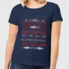 Jaws Great White Christmas Women's T-Shirt - Navy -Cheap Christmas Franchises Store 11919479 2094624487722659