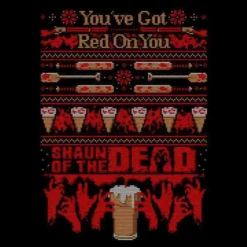 Shaun Of The Dead You've Got Red On You Christmas Men's T-Shirt - Black -Cheap Christmas Franchises Store 11919532 1534618788228489