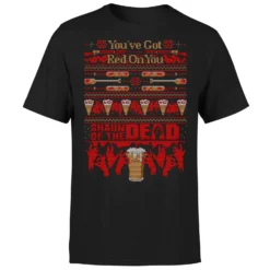 Shaun Of The Dead You've Got Red On You Christmas Men's T-Shirt - Black -Cheap Christmas Franchises Store 11919532 1924618787869599