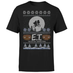 E.T. The Extra-Terrestrial Christmas Men's T-Shirt - Black -Cheap Christmas Franchises Store 11920077 1204618836262308