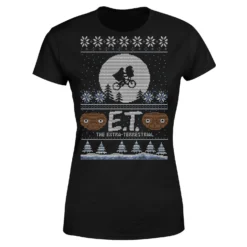 E.T. The Extra-Terrestrial Christmas Women's T-Shirt - Black
