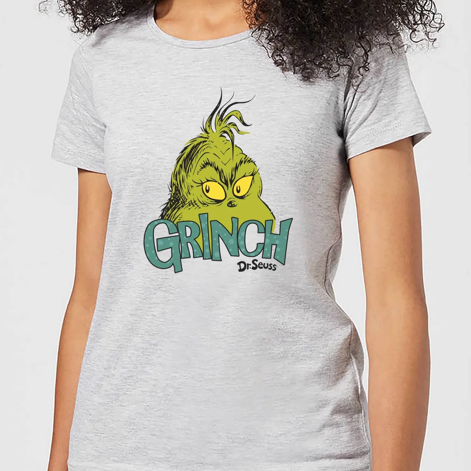 Dr. Seuss The Grinch Face Women's Christmas T-Shirt - Grey 3 Dr. Seuss The Grinch Face Women's Christmas T-Shirt - Grey