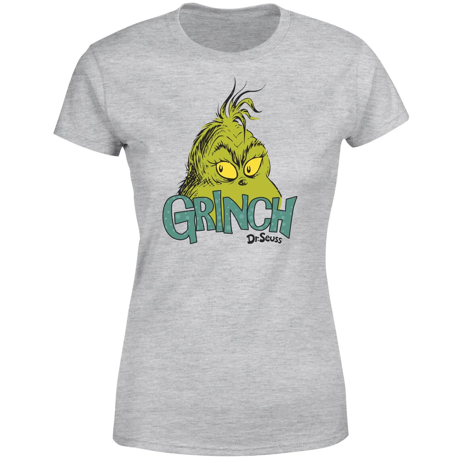 Dr. Seuss The Grinch Face Women's Christmas T-Shirt - Grey 7 Dr. Seuss The Grinch Face Women's Christmas T-Shirt - Grey - Image 5