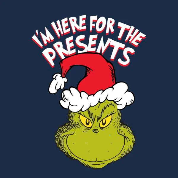 Dr. Seuss The Grinch Im Here For The Presents Women's Christmas T-Shirt - Navy 4 Dr. Seuss The Grinch Im Here For The Presents Women's Christmas T-Shirt - Navy - Image 2
