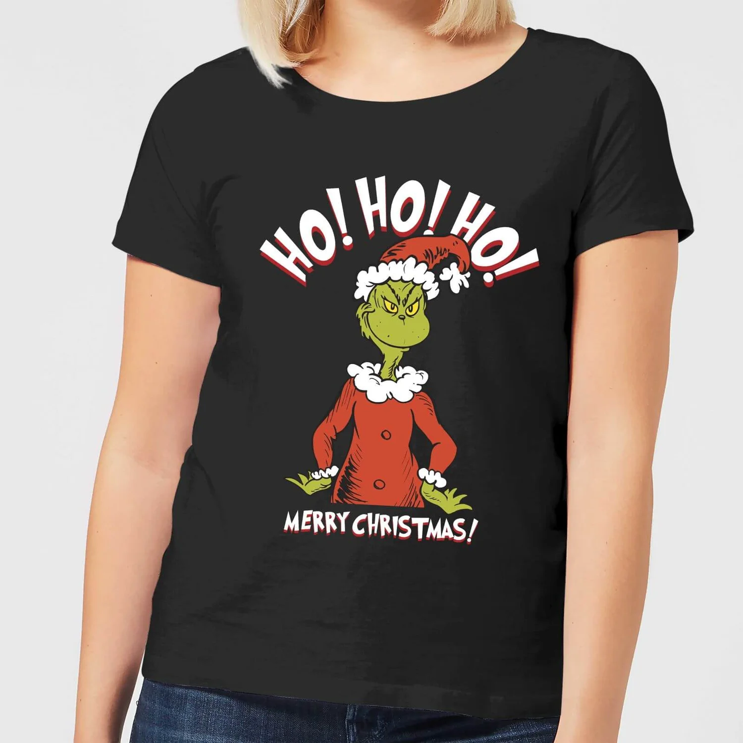 Dr. Seuss The Grinch Ho Ho Ho Smile Women's Christmas T-Shirt - Black 3 Dr. Seuss The Grinch Ho Ho Ho Smile Women's Christmas T-Shirt - Black