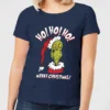 Dr. Seuss The Grinch Ho Ho Ho Women's Christmas T-Shirt - Navy