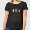 Dr. Seuss The Grinch Pattern Women's Christmas T-Shirt - Black -Cheap Christmas Franchises Store 11920401 9154624783710429