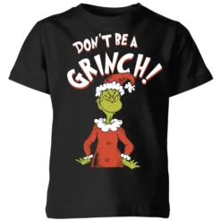 Dr. Seuss The Grinch Dont Be A Grinch Kids Christmas T-Shirt - Black