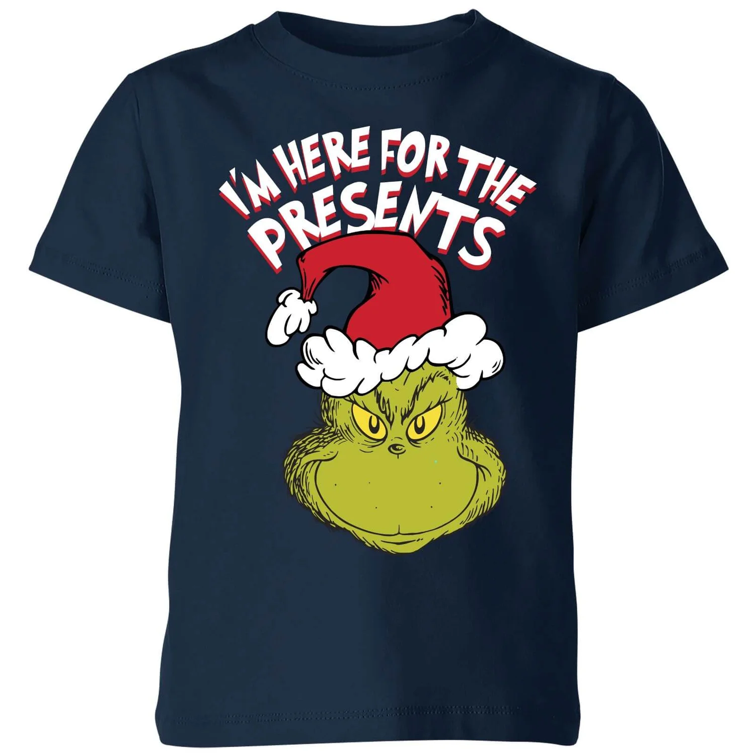 Dr. Seuss The Grinch Im Here For The Presents Kids Christmas T-Shirt - Navy 3 Dr. Seuss The Grinch Im Here For The Presents Kids Christmas T-Shirt - Navy