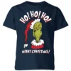 Dr. Seuss The Grinch Ho Ho Ho Kids Christmas T-Shirt - Navy