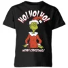 Dr. Seuss The Grinch Ho Ho Ho Smile Kids Christmas T-Shirt - Black