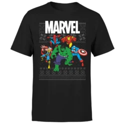 Marvel Avengers Group Men's Christmas T-Shirt - Black 11 Marvel Avengers Group Men's Christmas T-Shirt - Black -Cheap Christmas Franchises Store 11923494 1354619814256545