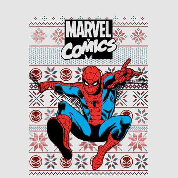 Marvel Avengers Classic Spider-Man Men's Christmas T-Shirt - Grey 4 Marvel Avengers Classic Spider-Man Men's Christmas T-Shirt - Grey - Image 2