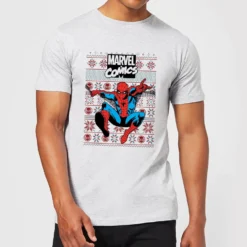 Marvel Avengers Classic Spider-Man Men's Christmas T-Shirt - Grey