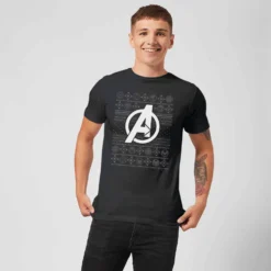 Marvel Avengers Logo Men's Christmas T-Shirt - Black -Cheap Christmas Franchises Store 11923557 3804619818901655