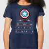 Marvel Avengers Captain America Pixel Art Women's Christmas T-Shirt - Navy -Cheap Christmas Franchises Store 11923962 2084624498138791